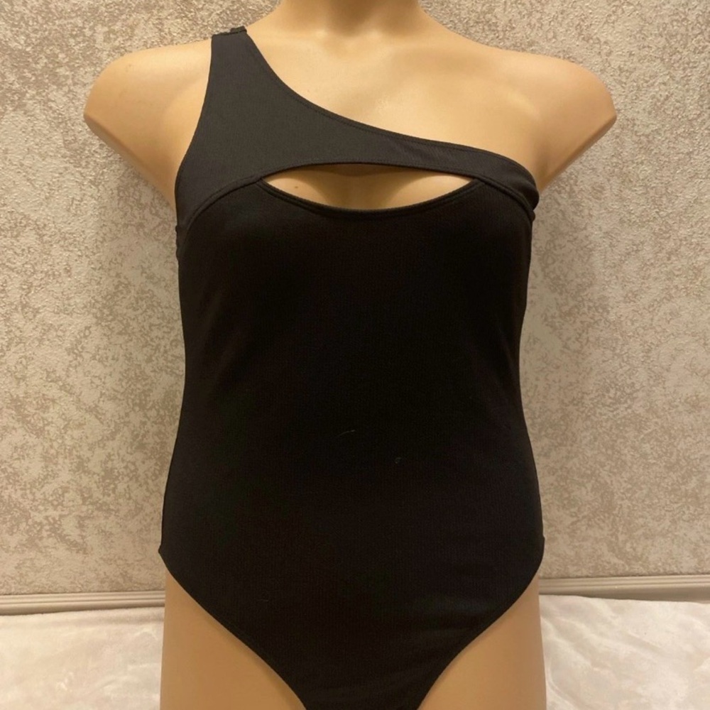 SHEIN Black One-Shoulder Swim One Piece